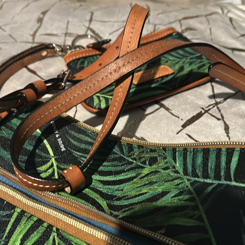Dooney & Bourke Siesta SET Green Palm Print Crossbody Bag with Tan Trim - Picture 9 of 13